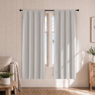 Natural Blackout Curtains for Bedroom 63 Inch Length 2 Panels Set, Solid Thermal Insulated Energy Saving Rod Pocket Window Treatment Curtains Blackout Drapes, W40 x L63 Inch, Natural
