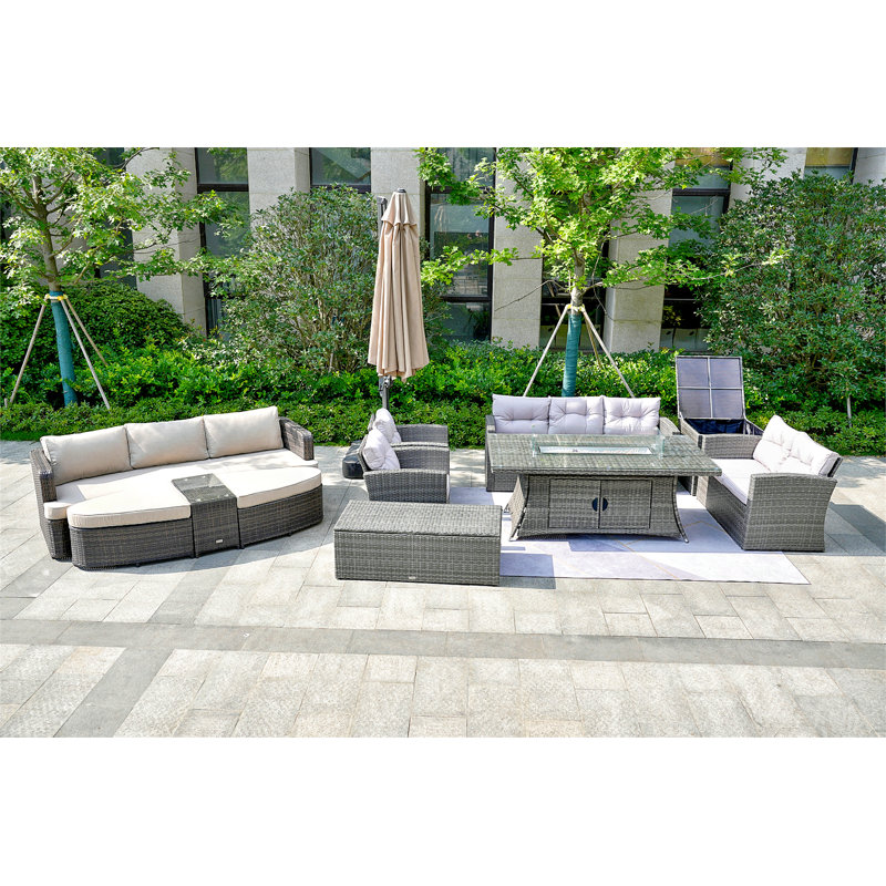 9 - Person Modular Patio Conversation Set with Cushions