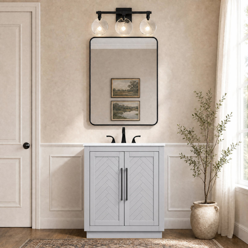 Meuble-lavabo simple 30 po, Gris