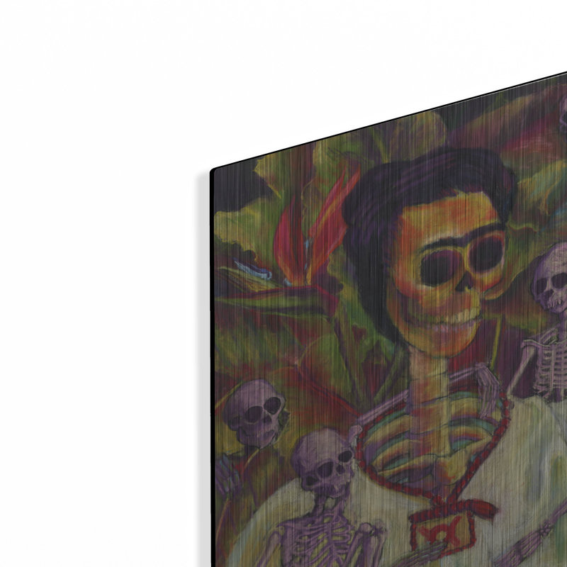 "Frida Skelly With Monkeys" par Marie Marfia Fine Art, H 16 po x l 12 po