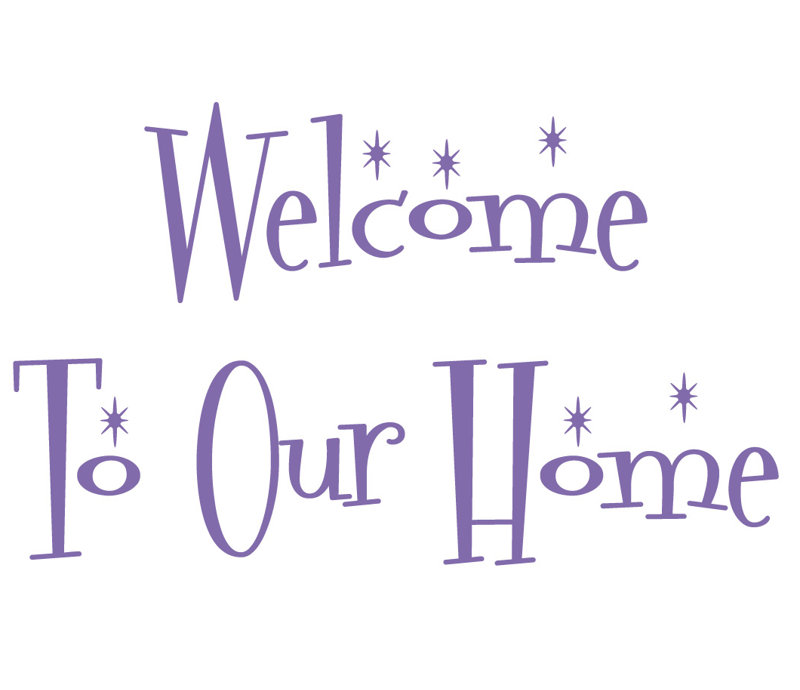 Décalcomanie murale "welcome to the home", Lavande, H 14,5 po x l 24 po x P 0,01 po