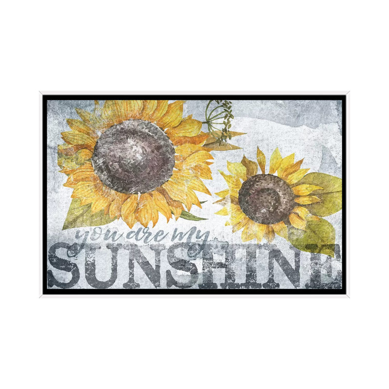 « Sunshine Sunflower » par Gigi Louise-impression, Pas de tapis, Toile blanche encadrée, H 26 po x l 40 po x 1,5 po