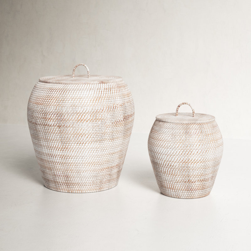 Birch Lane™ Wicker Basket, White Washed