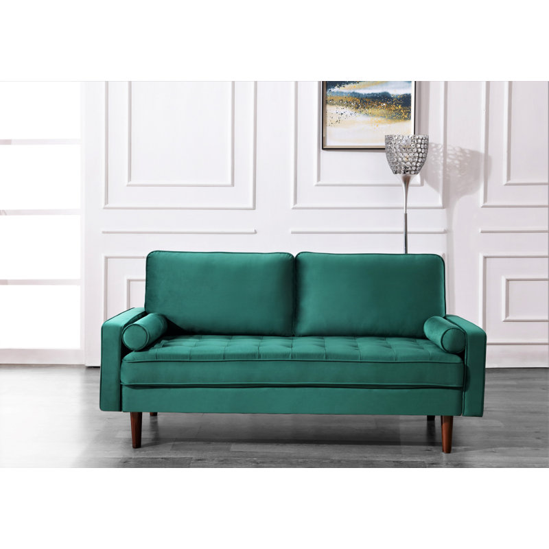Hazen 69.6'' Velvet Loveseat, Green, 69.6" W