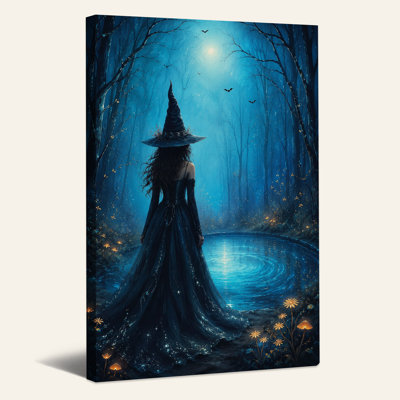 «Witch in Blue Moonlit Forest»