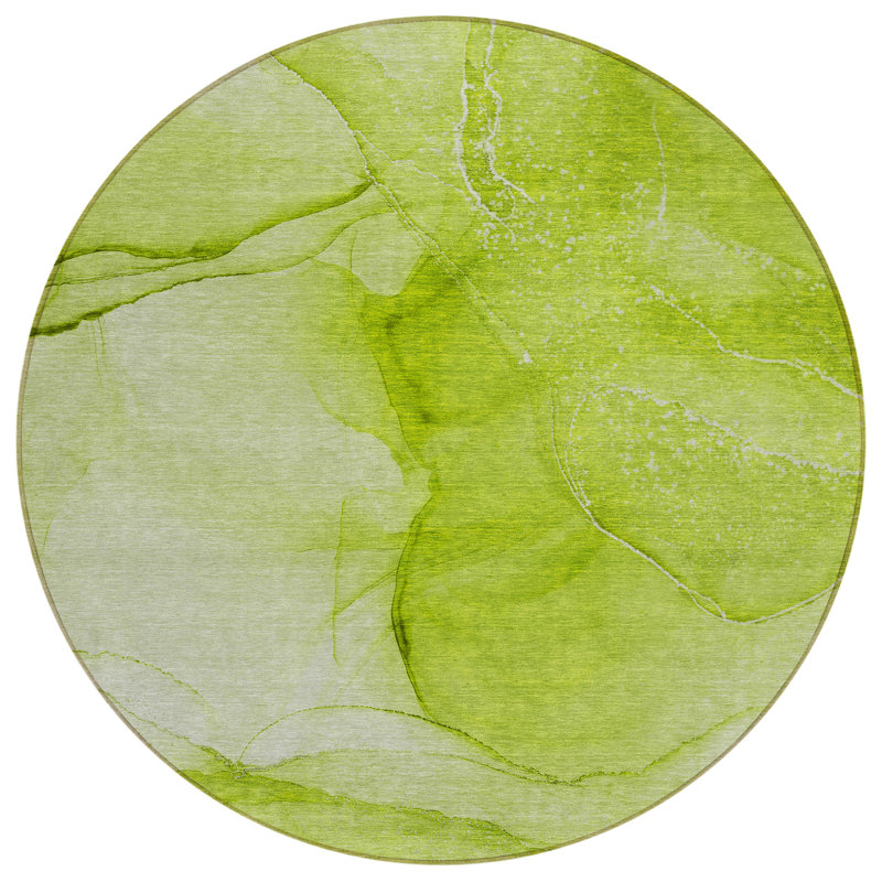 Kyrie Washable Abstract Indoor / Outdoor Rug, Round 8'