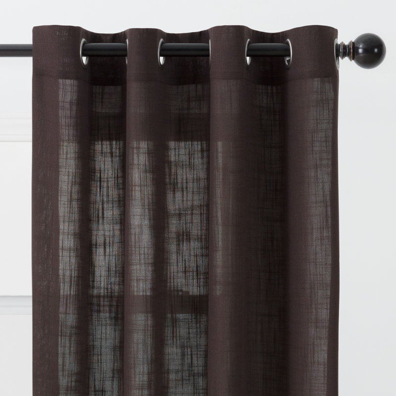 Monge Solid Semi Sheer Grommet Curtain Panels, Java, 52" W x 108" L