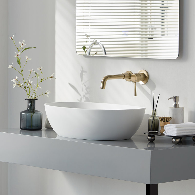 Pensen 22" x 15" Solid Surface Oval Bathroom Sink Vessel Sink Matte White