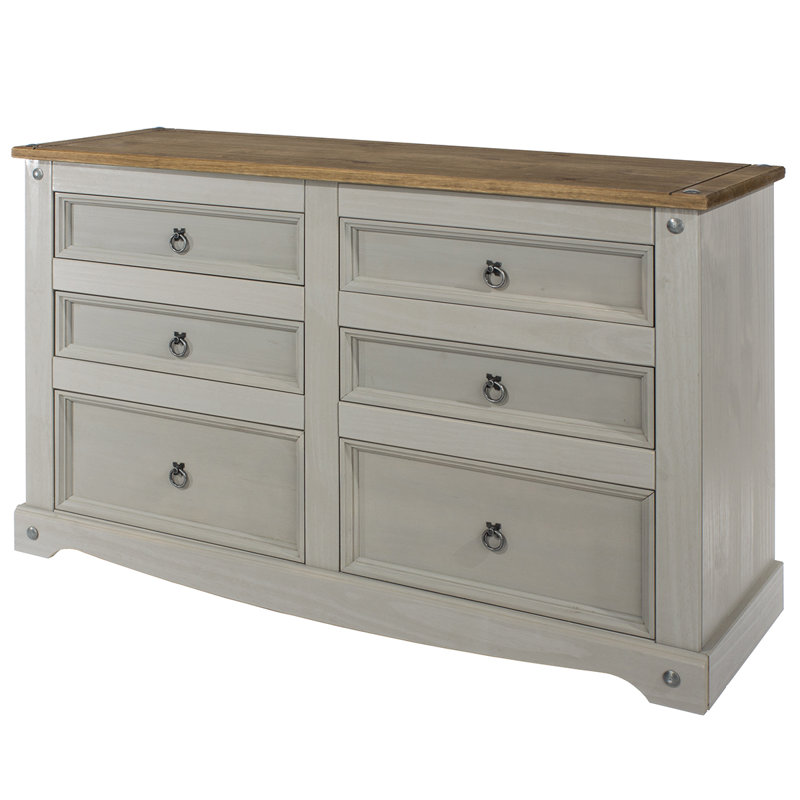 Caudill 51.97'' W 6 - Drawer Dresser, Gray/Antique Brown