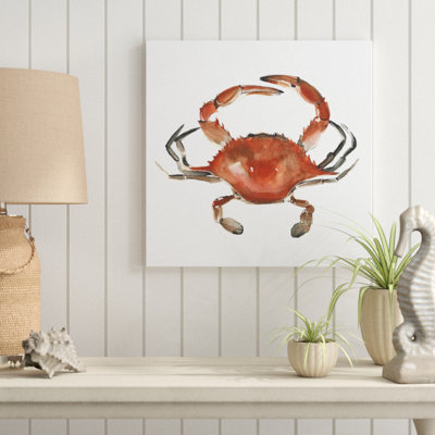 Watercolor Crab I by Emma Scarvey - Wrapped Canvas Painting