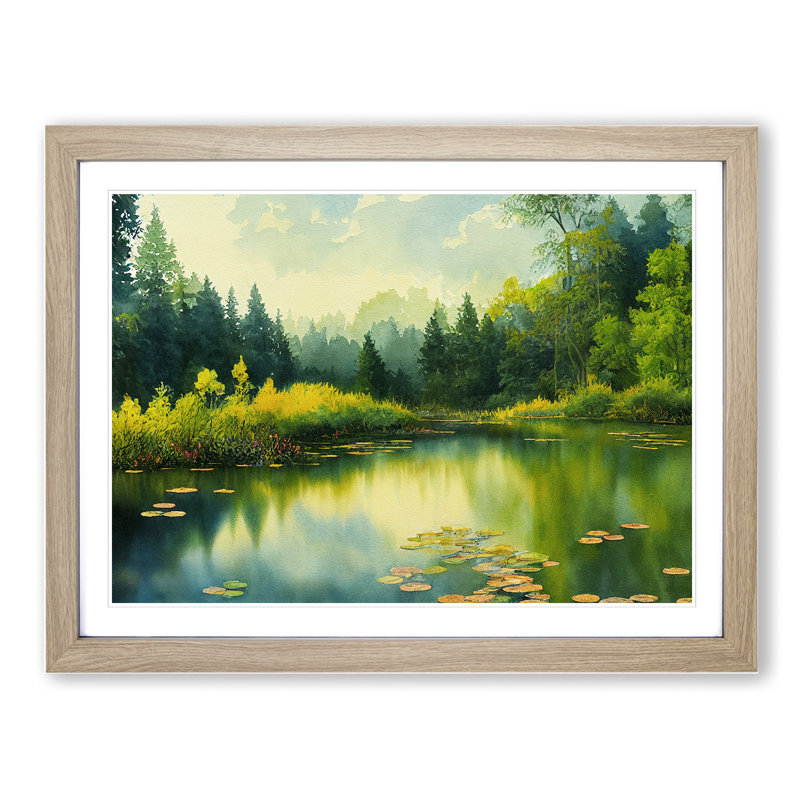 Watercolour Pond Vol.3 - Framed Print, 46cm H x 64cm W, Grey