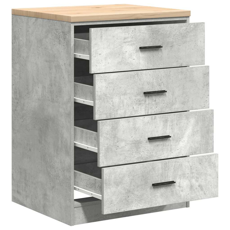 Solid Wood Single Storage Cabinet ( 85cm H x 60cm W x 51cm D), Concrete Grey