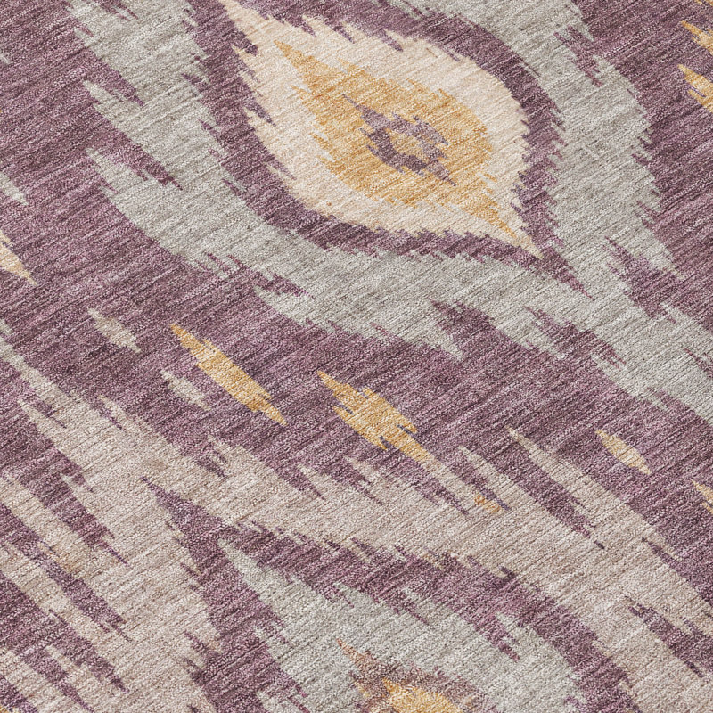 Tapis Chantille ACN3073 Ikat lavable à la machine pour intérieur/extérieur, Plum, 3 pi x 5 pi