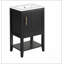 Meuble-lavabo de 20 po avec lavabo, armoire de salle de bain avec porte à fermeture douce, support de rangement et tablette ouverte, noir