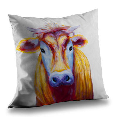 Colorful Country Cow - Contemporary – Throw Pillow Cover Only, Double-Sided Print, Insert Not Included