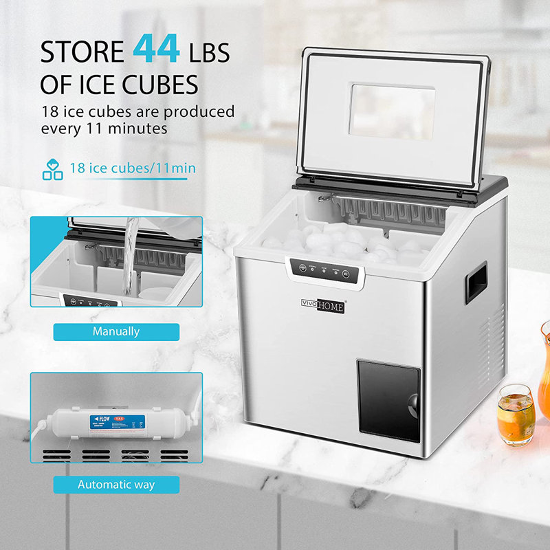 Machine à glaçons et à rasoir automatique portative 2 en 1 Vivohome 44 lb / jour
