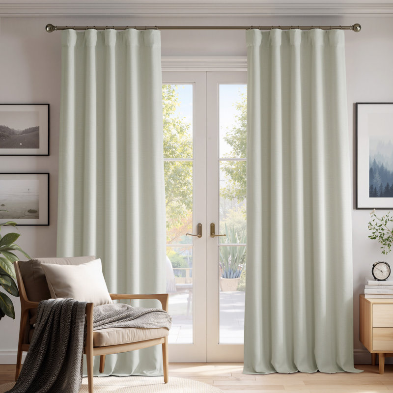 Faux Linen Curtains Modern Room Darkening Drapes for Bedroom & Living Room, 2 Panels, 50" W x 96" L, Cream