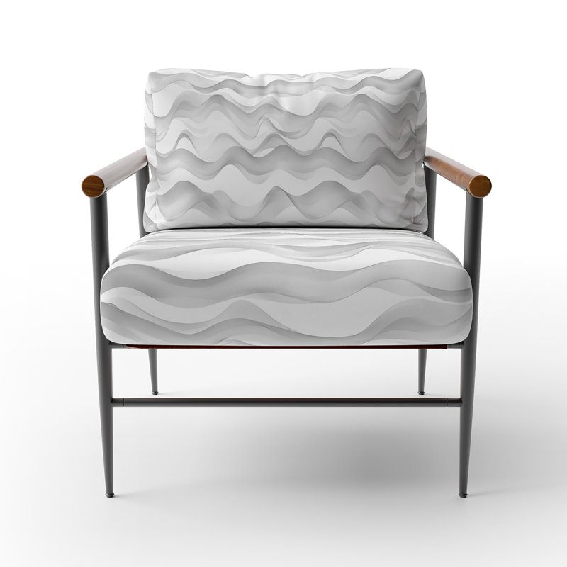 Chaise rembourrée Modern, Bras ronds bruns