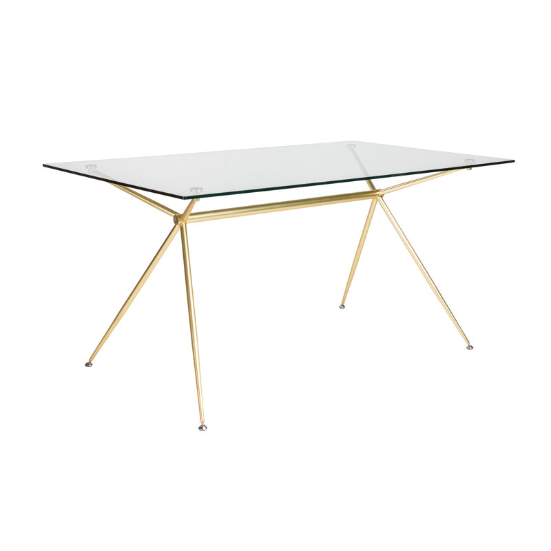 Lauryl Glass Top Metal Base Dining Table, 29.7" H x 60" W x 36" D