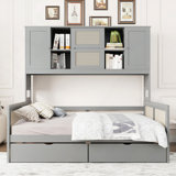 Wooden Daybed With 2 Drawers, And All-In-One Cabinet And Shelf