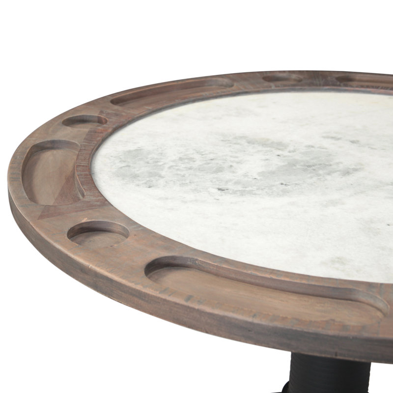 Table de poker rustique 52 po avec plateau en marbre blanc Rustic Revival