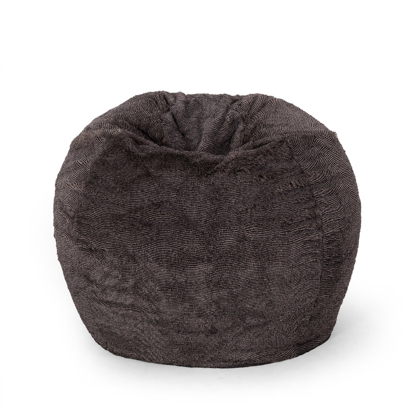Fauteuil à billes 3 po, Fausse fourrure brune / beige, H 25,05 po x l 34,05 po x P 34,05 po