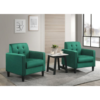 Décoration du salon: fauteuils et table de bout en velours, fauteuil de l 27,5 po x P 27,5 po, H 31,5 po, meuble de 0,55 po d'épaisseur avec table, l 19 po x P 19 po pour une ambiance douillette
