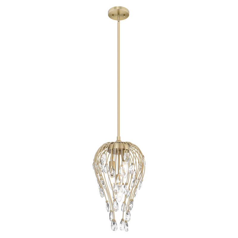 Luminaire suspendu moderne 3 lumières Gabriella, Doré