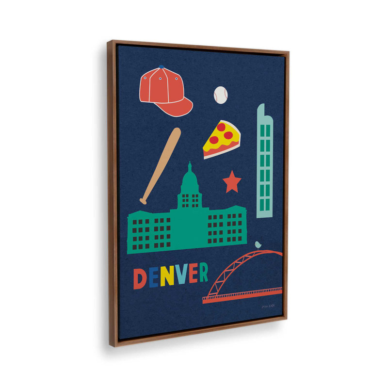 «City Fun Denver» par Ann Kelle, reproduction d'art, H 17,5 po x l 13,5 po, Impression sur toile flottante sans passe-partout