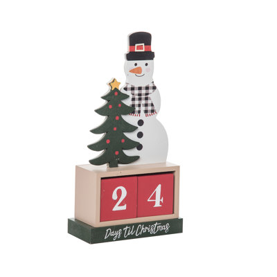 The Holiday Aisle® Wood 9.76 in. Multicolor Christmas Snowman Block Countdown Set of 3