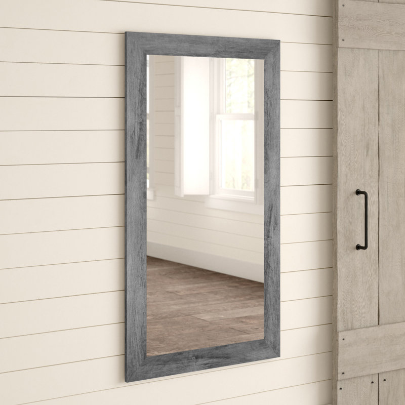 Deweyville Engineered Wood Rectangle Wall Mirror, 59.5" x 36", Gray