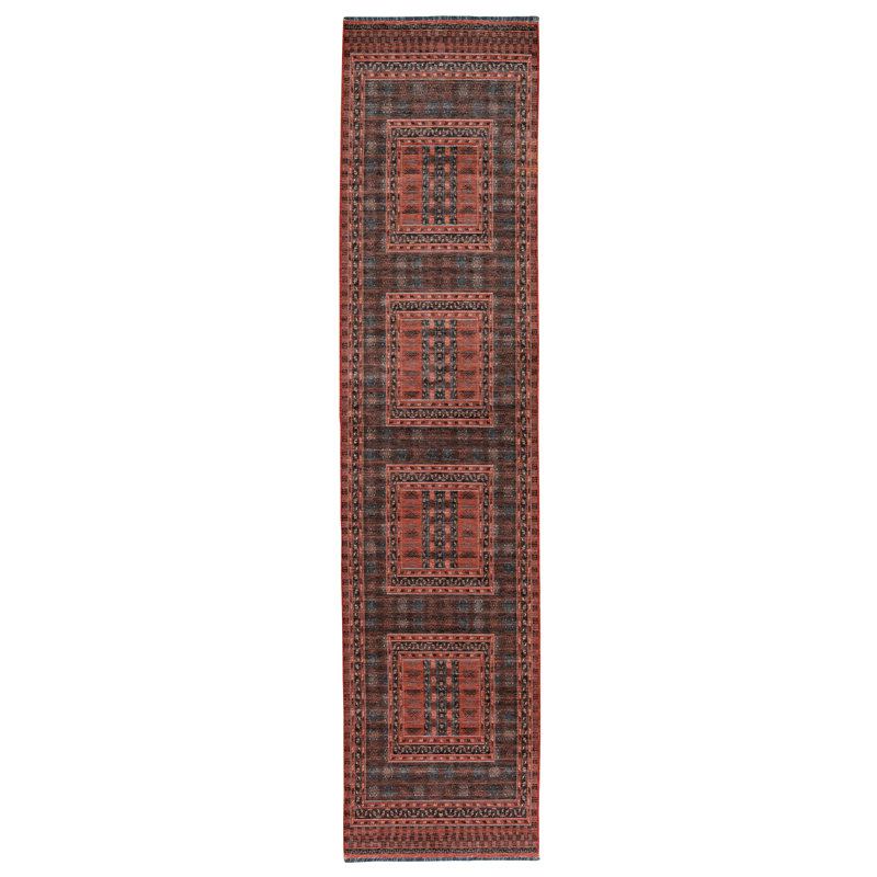 Laurel Amaya Machine Woven Polyester No Pattern Area Rug in Red, Runner 2'2" x 10'