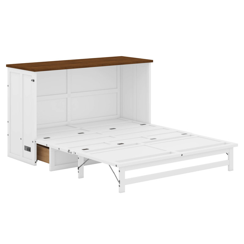 Leshun Queen Murphy Bed Chest With Charging Station And Large Drawer