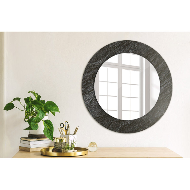 Huldar Glass Flat Wall Mirror, Black Black Stone, 50cm H x 50cm W