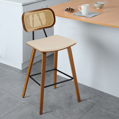 Tabouret de bar et de comptoir rembourré en rotin