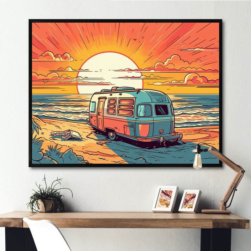 Fallinerlea " Yellow And Orange Reflections Of Adventure II ", 16" H x 32" W x 1" D, Black Floater Framed