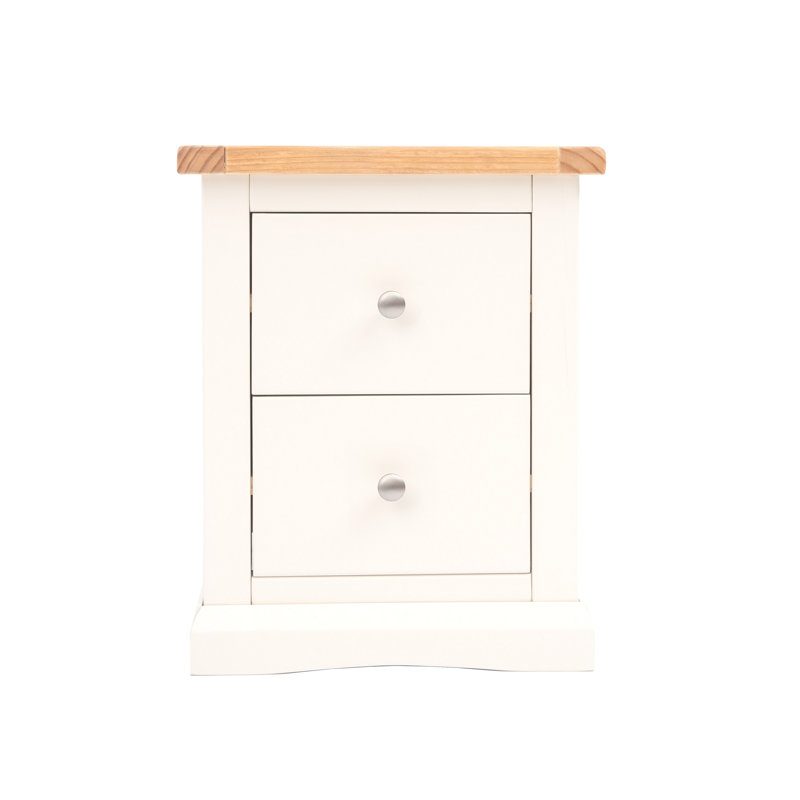 Eastchester 45 cm W Bedside Table, Off White/Silver
