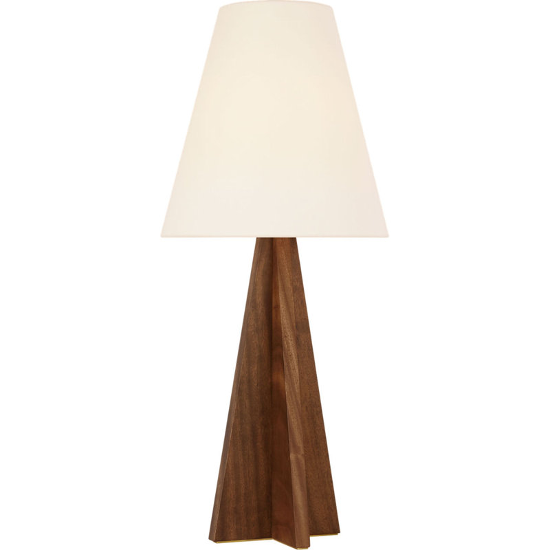 Crue 34" Table Lamp with Linen Shade, Natural Walnut