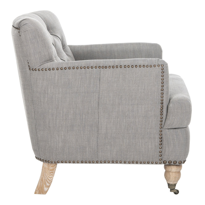 Atkison Upholstered Club Chair, Gray 100% Linen