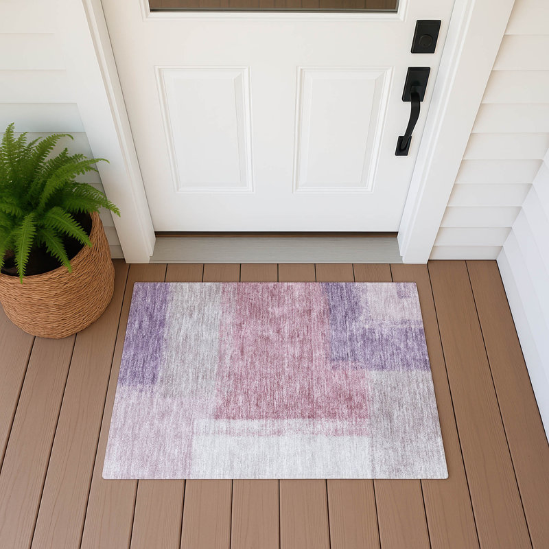 Tapis abstrait intérieur / extérieur lavable à la machine Molewski ACN2341, Rectangle 1 pi 8 po x 2 pi 6 po