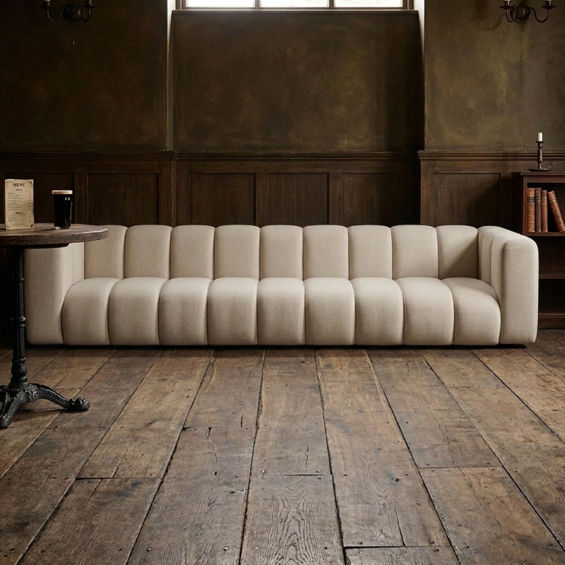 5 Seater Velvet Seating Component, 70cm H x 320cm W x 89cm D