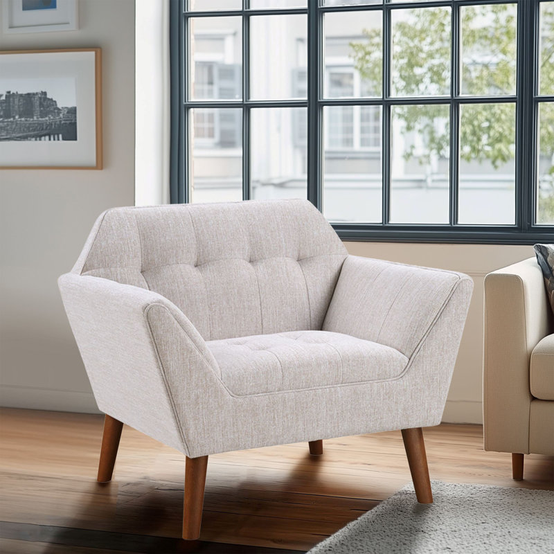 Fauteuil rembourré Maxton Merrylite de 94 cm de large avec dossier capitonné, beige, Beige