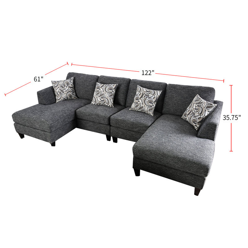 Upholstered 122 " U-Shaped Sofa & Chaise with Ottoman