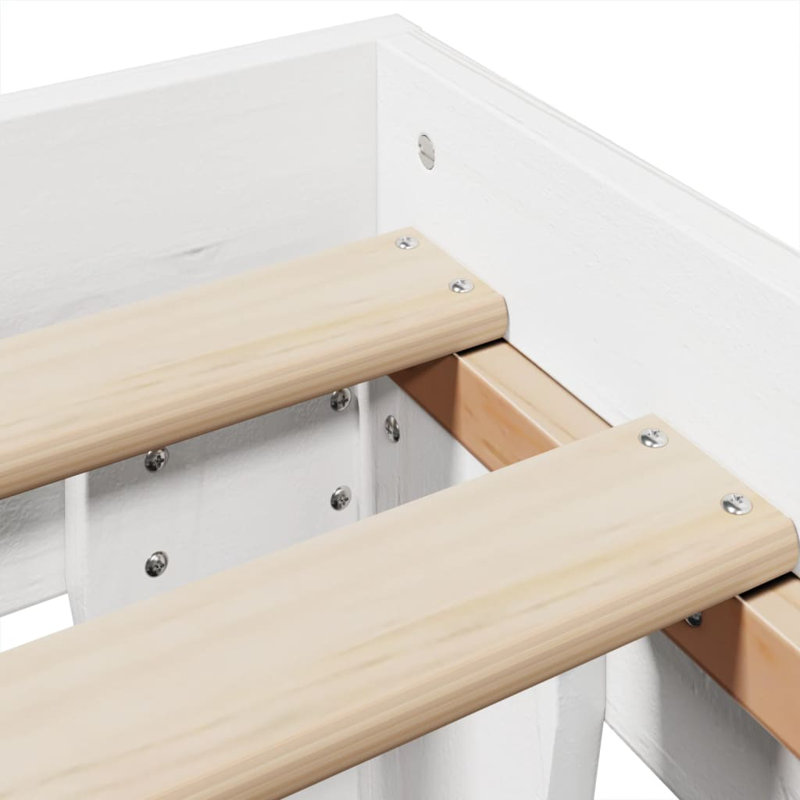 Solid Wood Bed, European Double (140 x 200cm), White