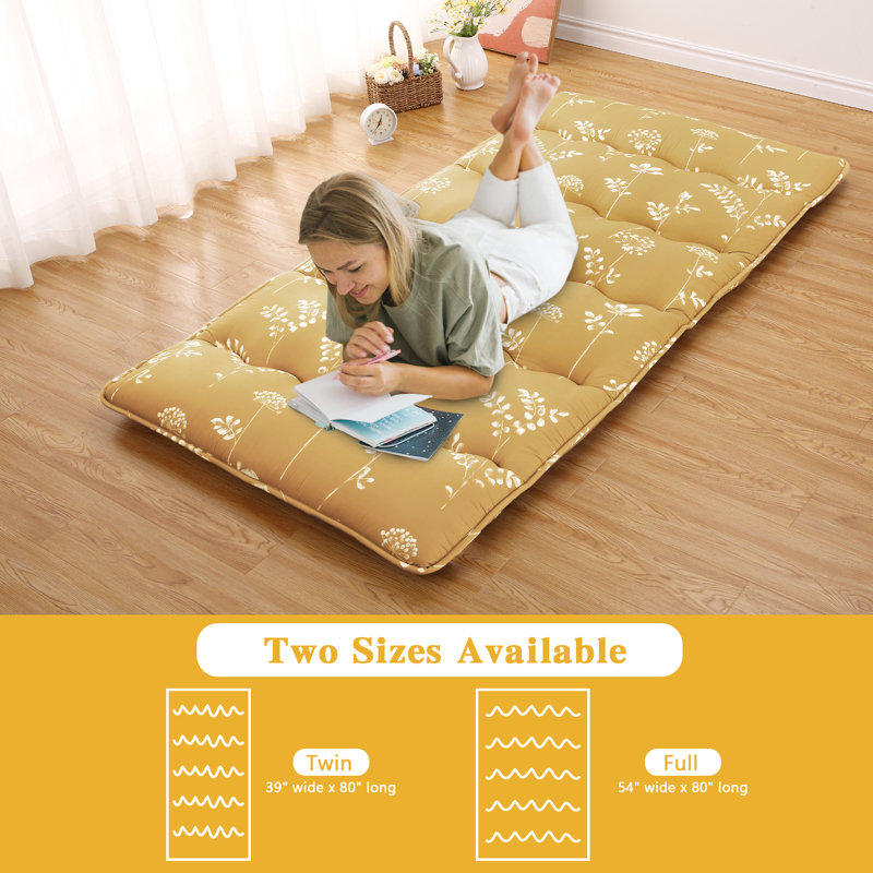 Matelas futon japonais, Lit simple, Jaune