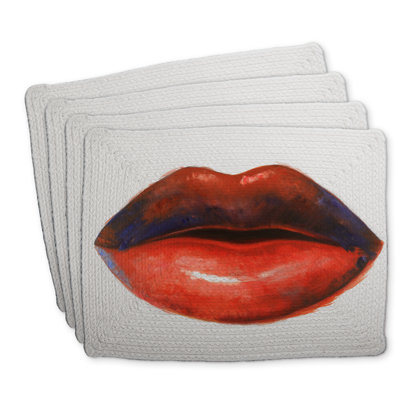 Red Lipstick Braided Polyester Placemats Set of 4 - Home Decor