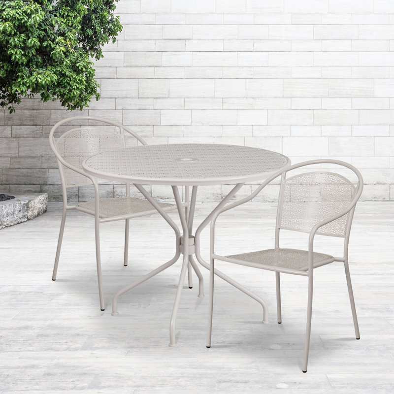 Round 2 - Person 35.25" Long Bistro Set, Light Gray