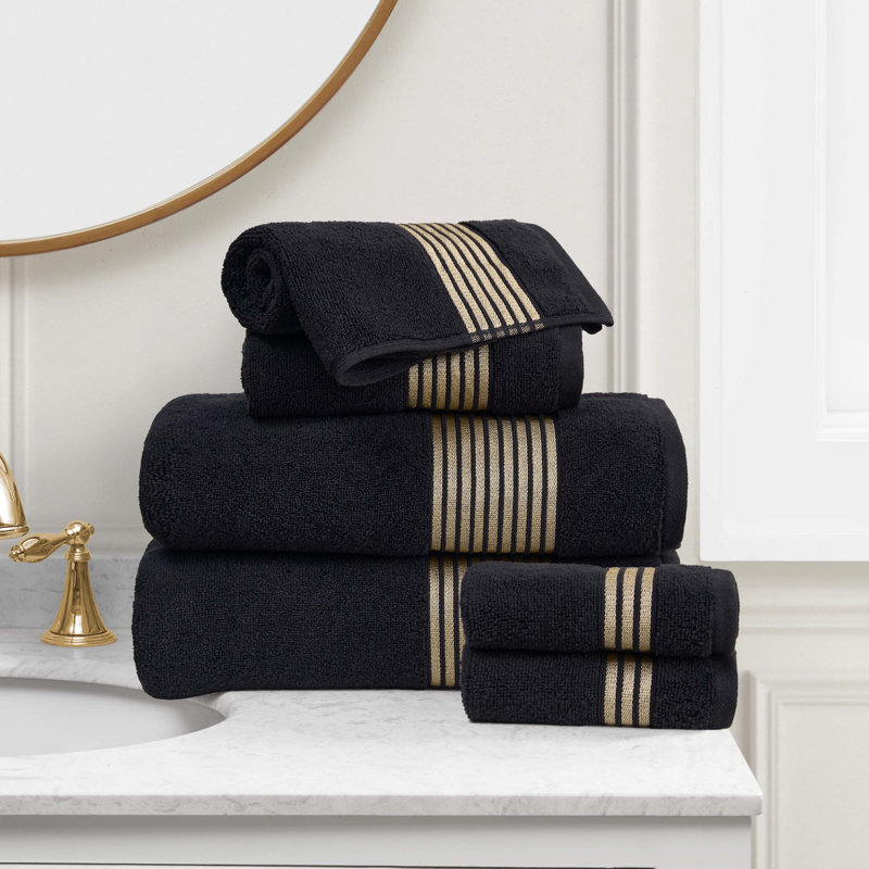 Juicy Couture Melissa Bath Towels, 2-Bath Towels, 2-Hand Towels, and 2-Washcloths, Black