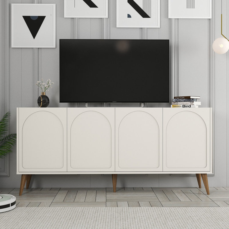 Modern Console Table, Cream & Walnut, 70.9 x 31.9 x 13.8 inches | 100% Melamine Coated Particle Board, Thickness: 0.7 inches | Stylish Design for Living Room & Entryway, Durable & Functional Storage Solution