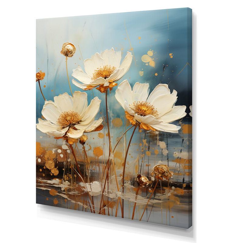 «Daisy Blossoming» sur toile, Toile tendue, H 40 po x l 30 po x P 1,5 po